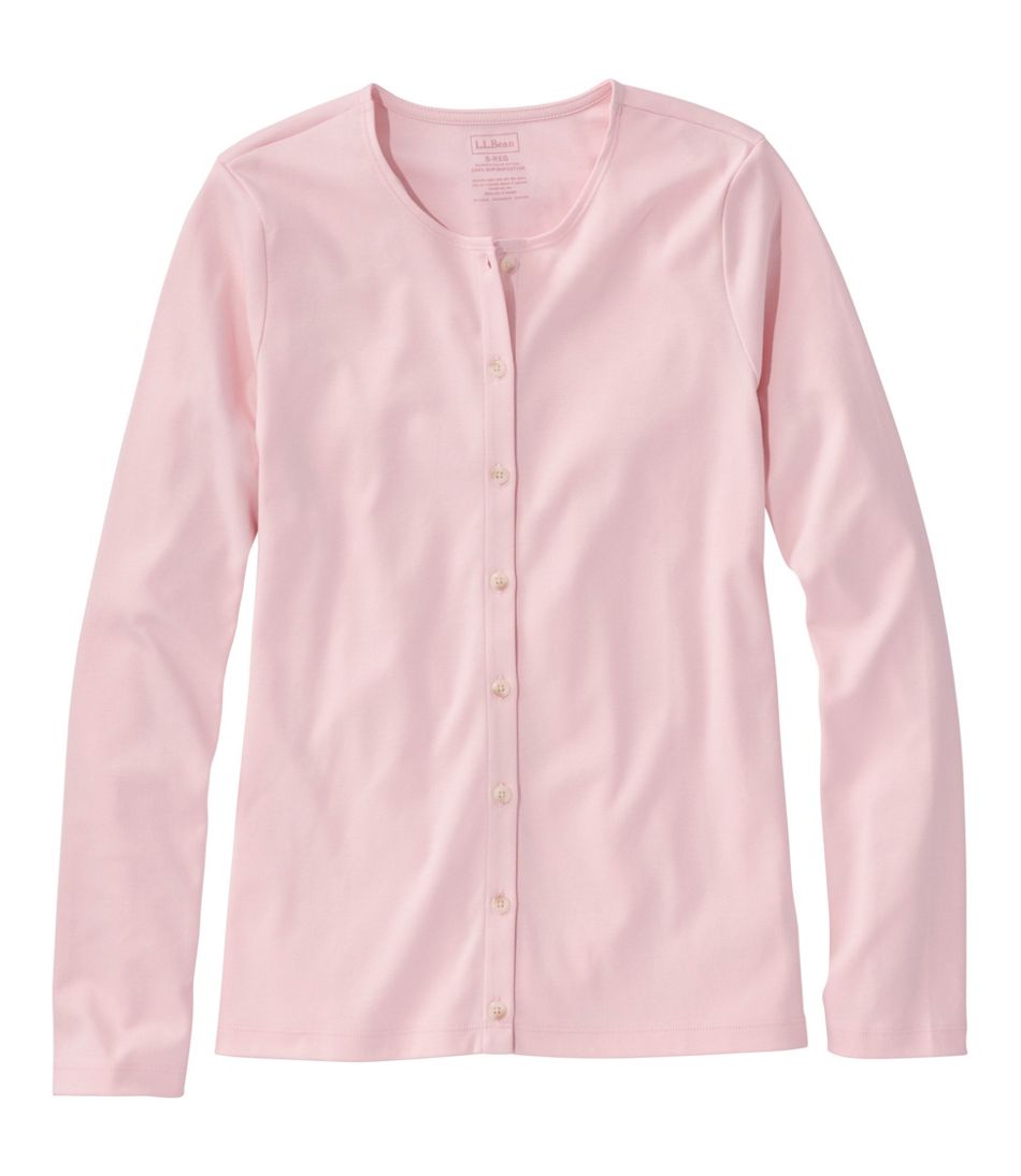 Women's Pima Cotton Tee, Long-Sleeve Crewneck Cardigan | L.L.Bean