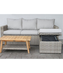 Wicker Storage Sofa and Teak Coffee Table Set | L.L.Bean