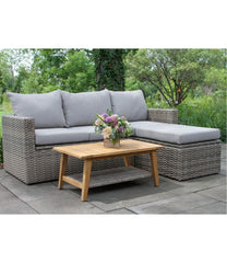 Wicker Storage Sofa and Teak Coffee Table Set | L.L.Bean