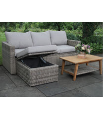 Wicker Storage Sofa and Teak Coffee Table Set | L.L.Bean