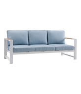 White Aluminum Deep Seating Sofa with Blue Cushions | L.L.Bean