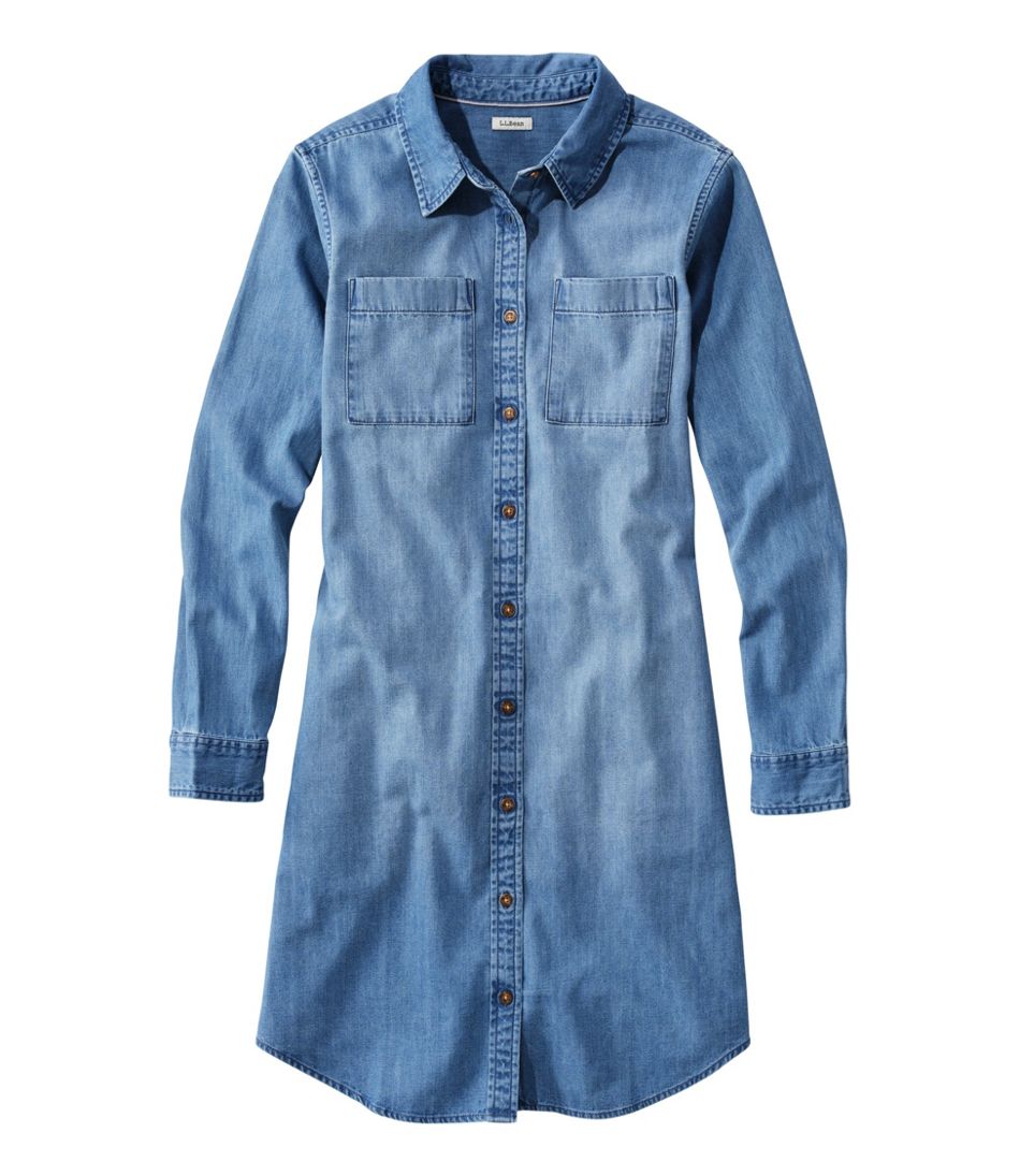 Women's L.L. Bean Heritage Washed Denim Shirt Dress | L.L.Bean